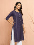 Women's Purple Cotton Ikkat Kurta
